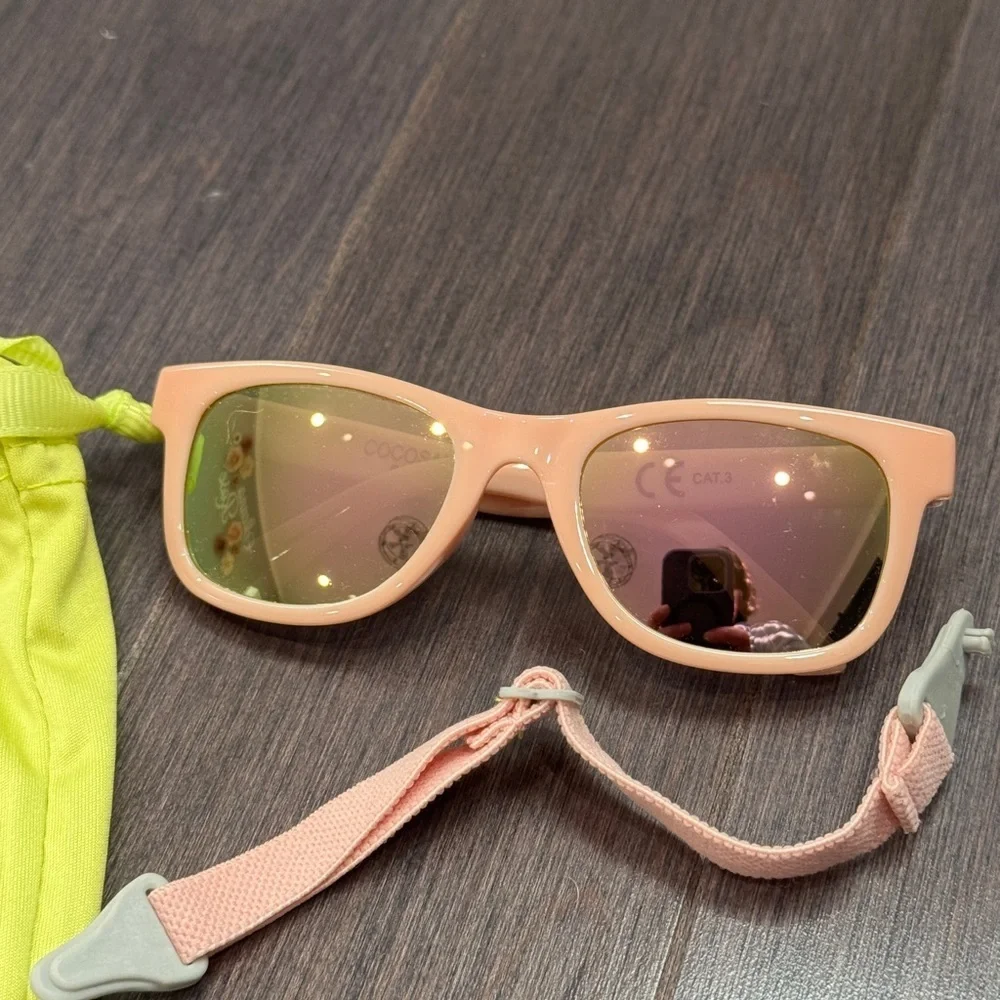 Coco Baby Pink Sunglasses with Strap for Infant Baby Young Toddler